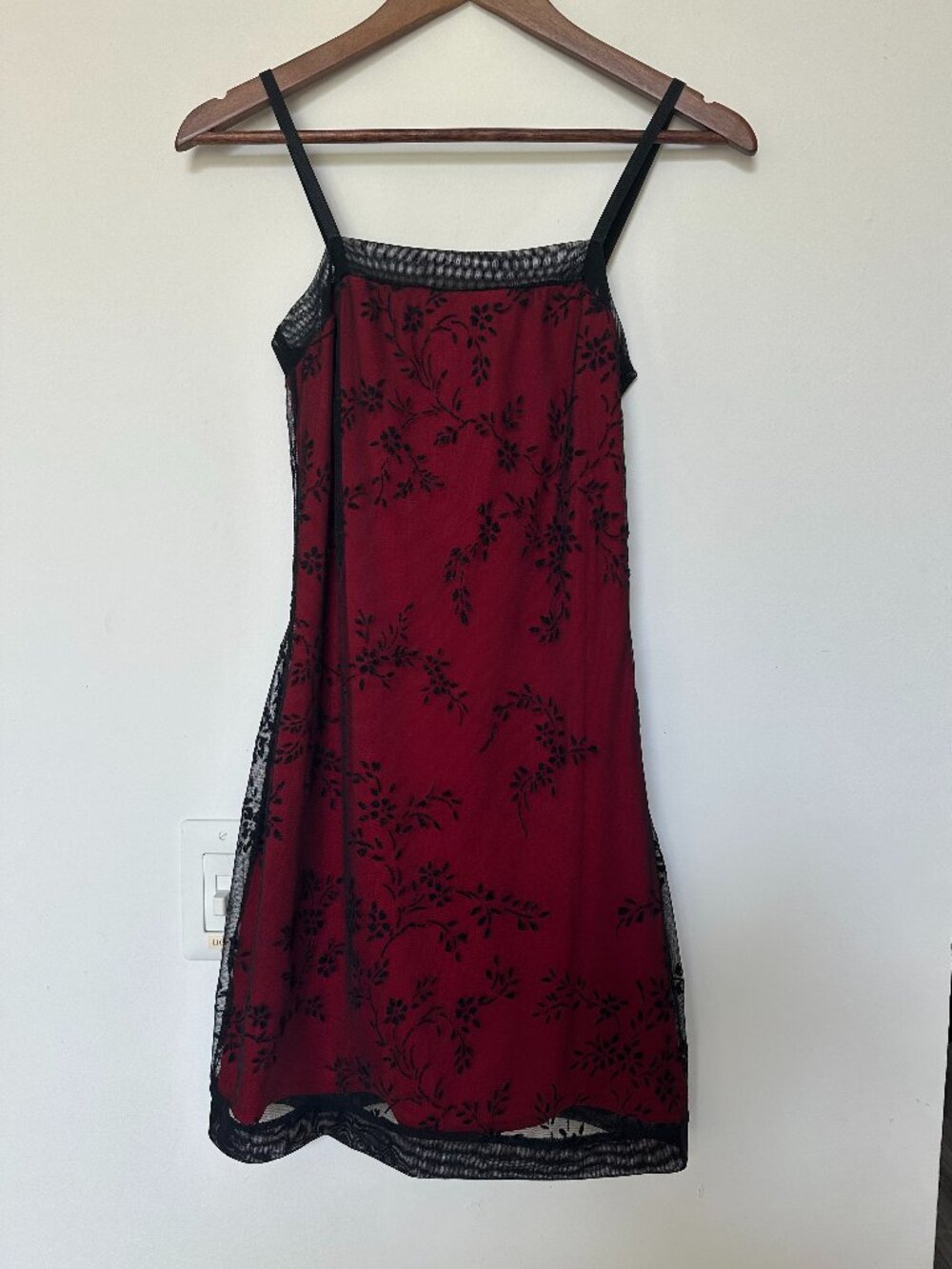 Vintage 90s Byer Too! California Red Mini Dress with Black Overlay Size M 🥀